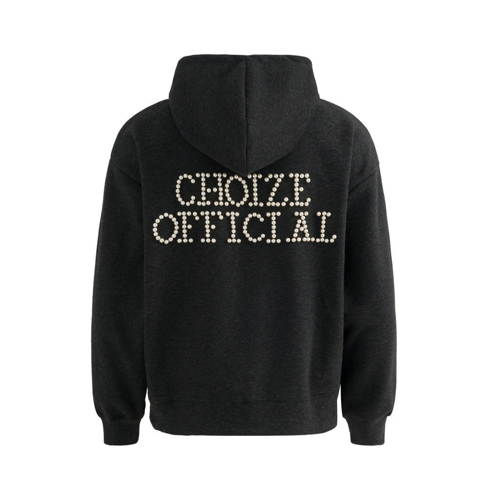 Pearl letter hooded sweatshirt