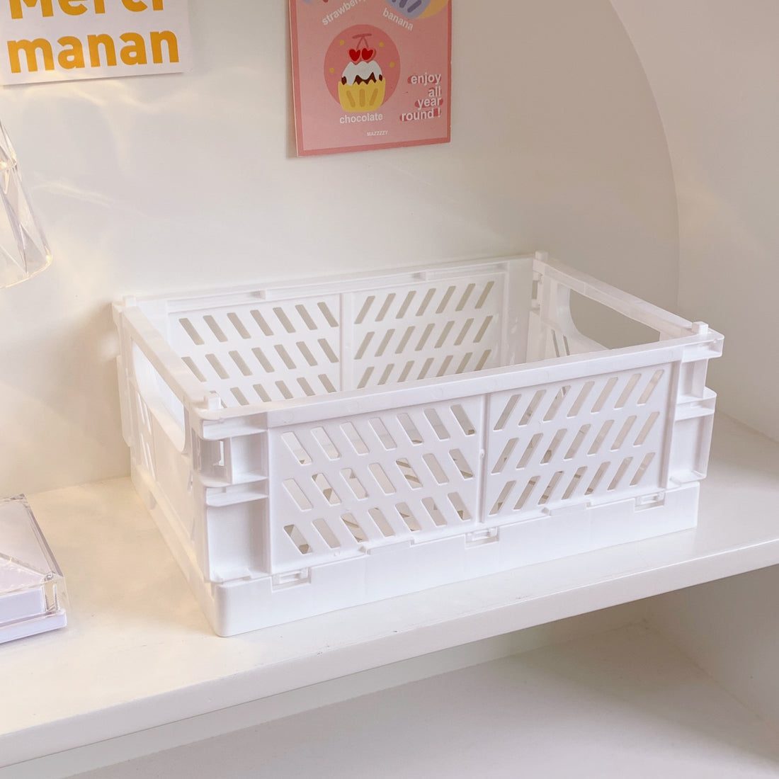 Korea Ins Foldable Plastic Storage Box Student Desktop Finishing Hand Account Tape Stationery Skin Care Product Storage Basket