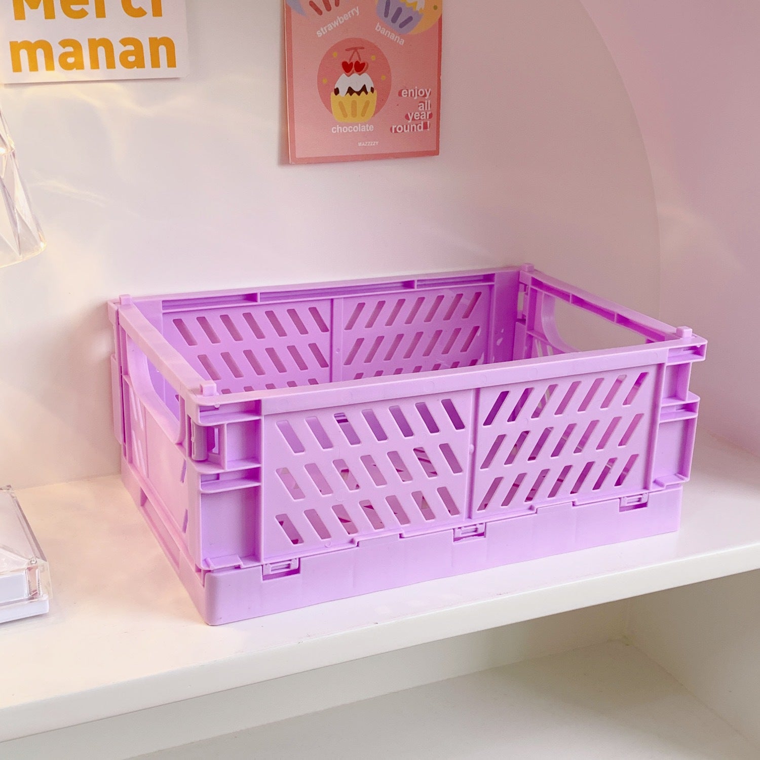 Korea Ins Foldable Plastic Storage Box Student Desktop Finishing Hand Account Tape Stationery Skin Care Product Storage Basket