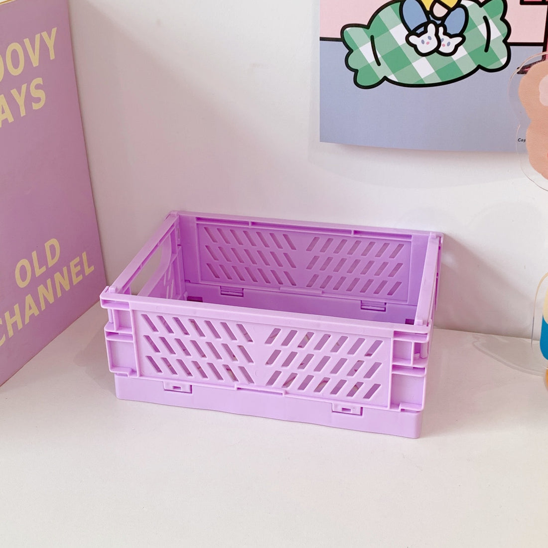 Korea Ins Foldable Plastic Storage Box Student Desktop Finishing Hand Account Tape Stationery Skin Care Product Storage Basket