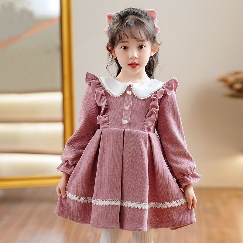 Red little girl dress autumn children's princess dress